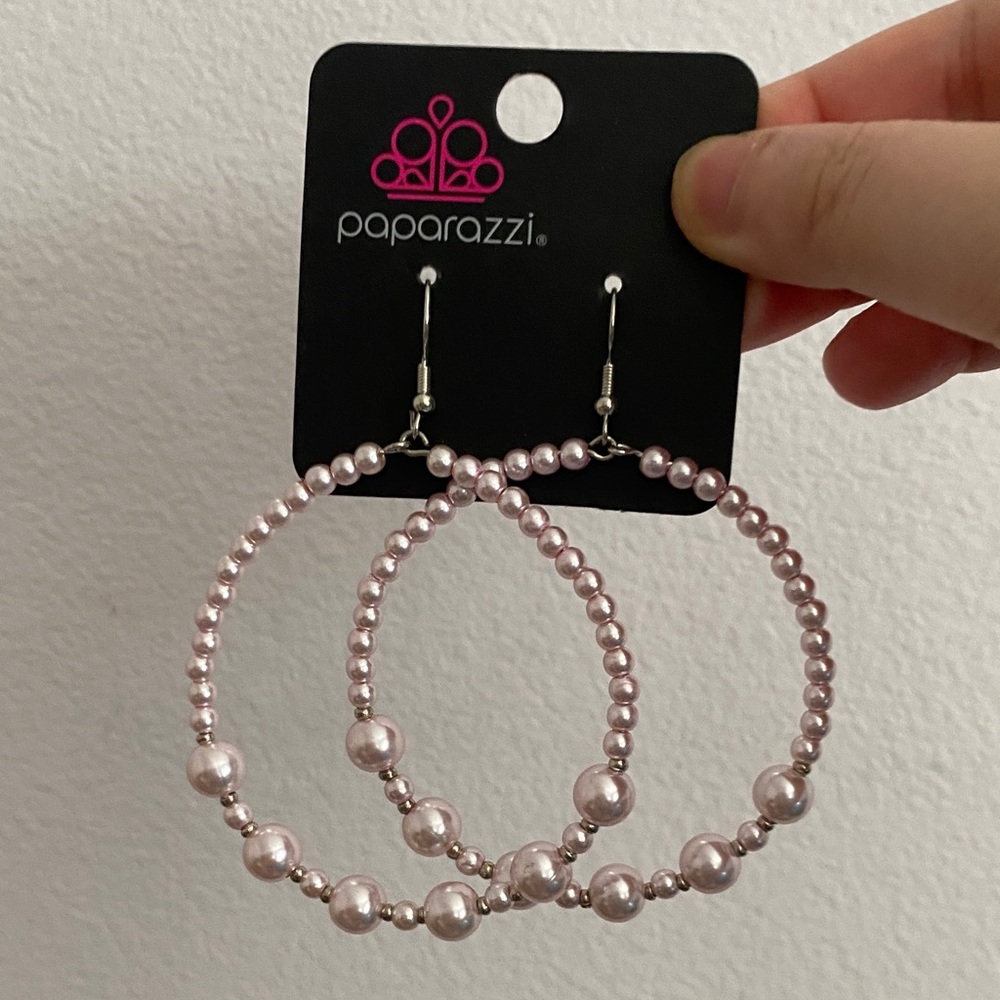 Paparazzi Blush Beaded Hoop Earrings